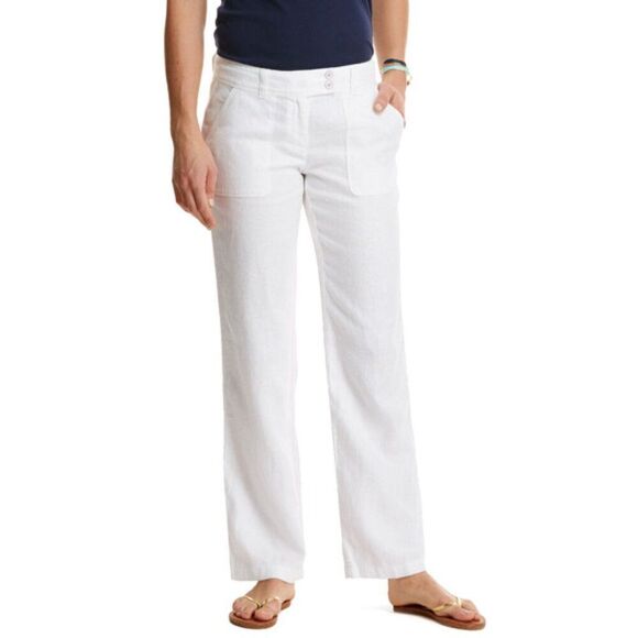 VINEYARD VINES 100% LINEN WHITE CARGO WIDE LEG PANTS POCKETS RESORTWEAR 10‎ - Picture 11 of 13